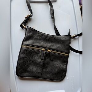 Black Faux Leather Crossbody Bag